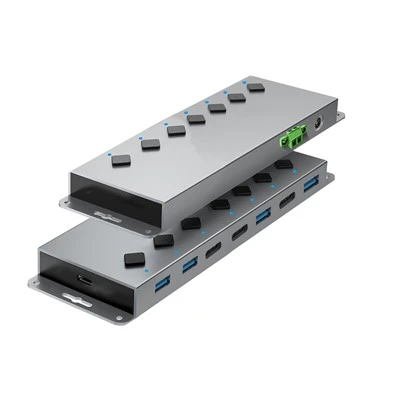 Jauns Industrial HUB 7 ports, 4xUSB A 3x USB C ar DC12V jaudu